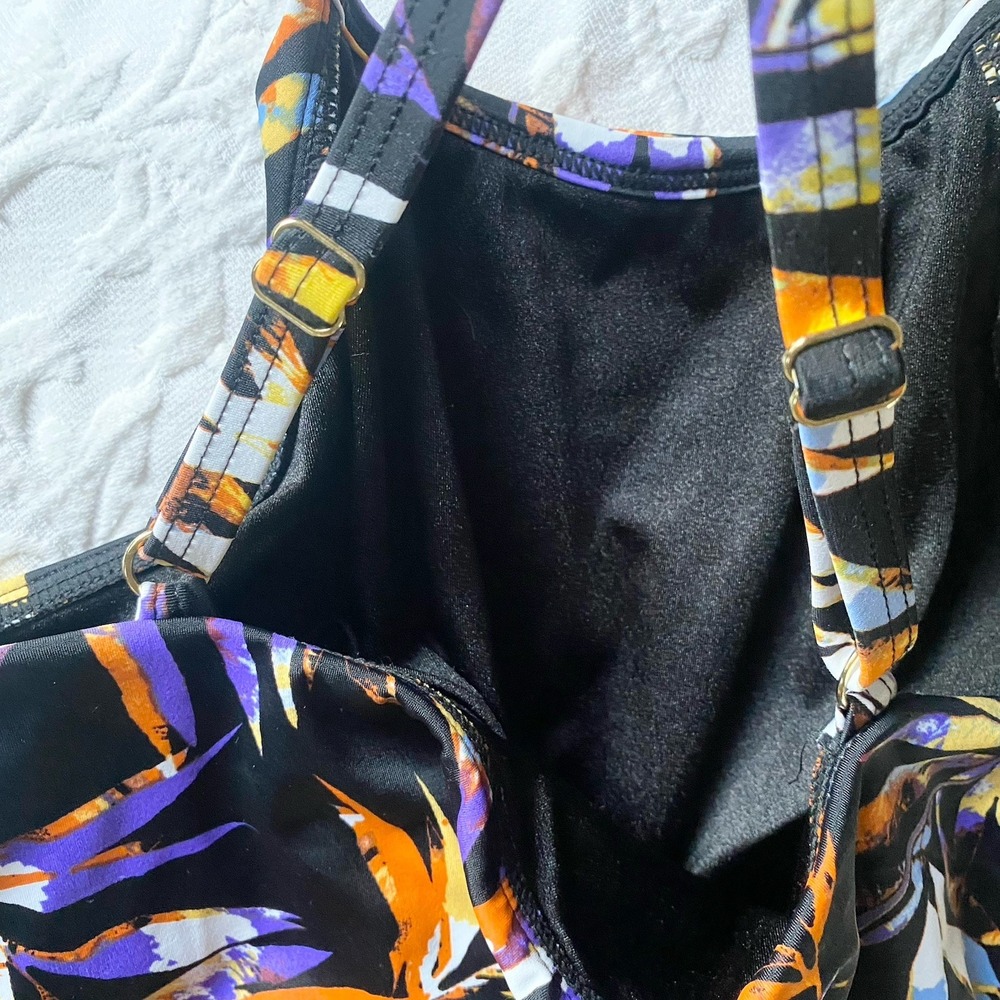 Fit 4 U A288587‎ 16 Tropical Hi-Neck Double Tiered Romper Swimsuit One Piece New - Picture 7 of 10